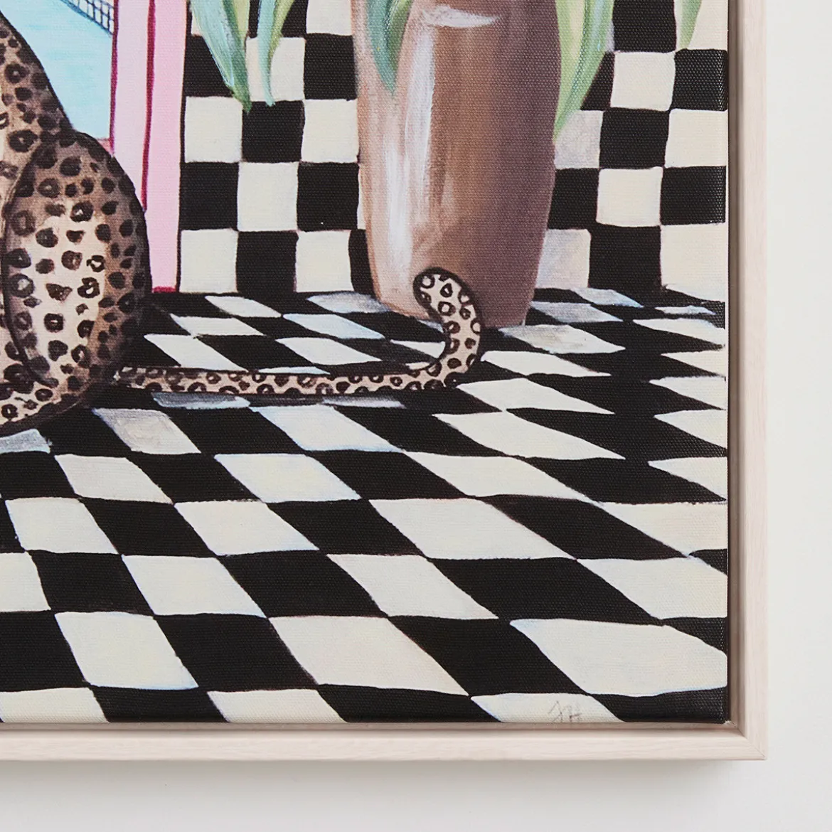 Moroccan Leopard with Love Framed Canvas Wall Art