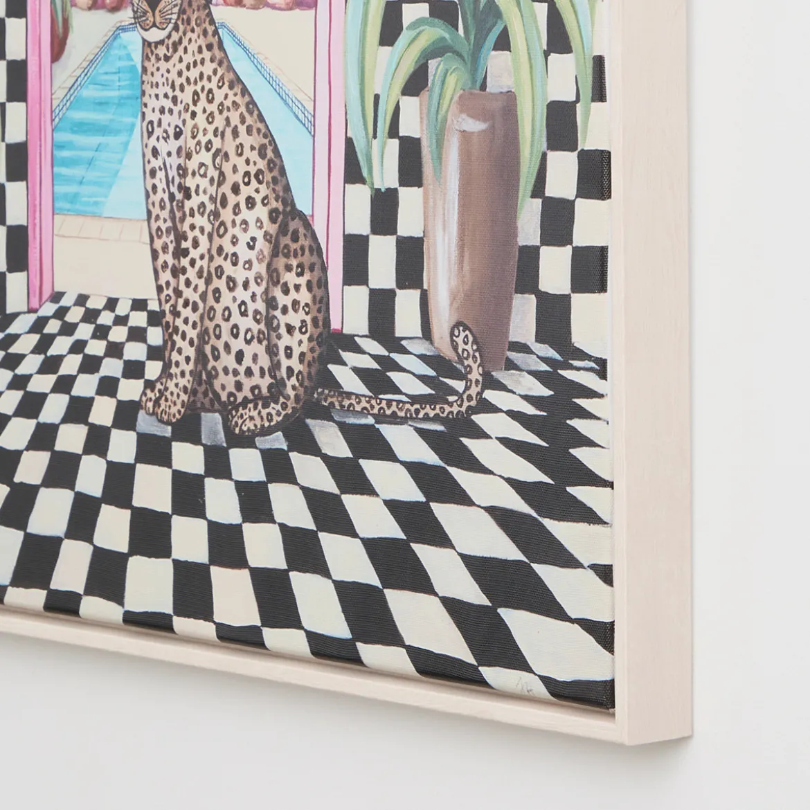 Moroccan Leopard with Love Framed Canvas Wall Art