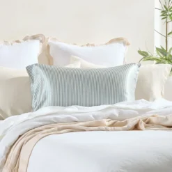 Mulberry Silk Green Striped Pillowcase