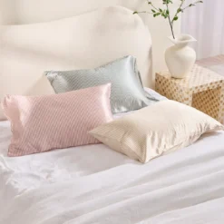 Mulberry Silk Vintage Rose Pink Striped Pillowcase
