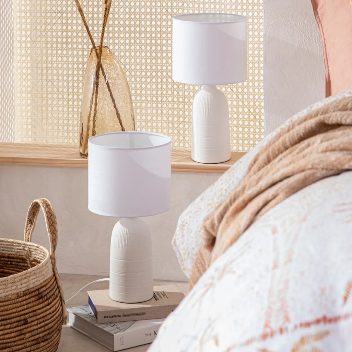Mykonos 36cm White Table Lamp Set of 2