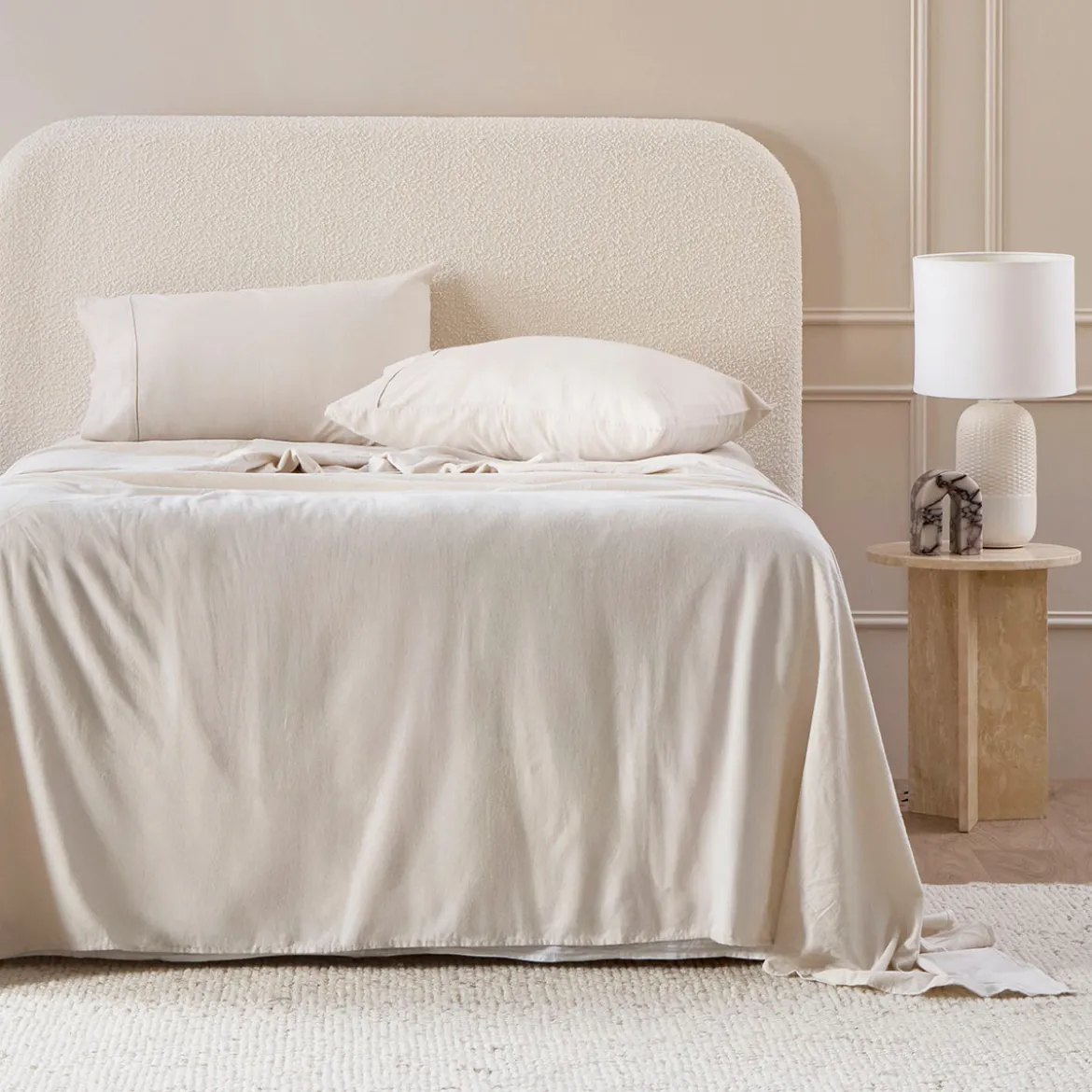 Natural Cotton Flannelette Sheet Set