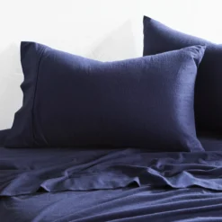Navy Cotton Flannelette Sheet Set