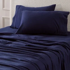 Navy Cotton Flannelette Sheet Set
