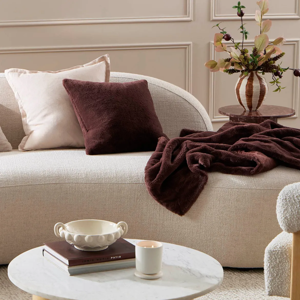 Nevada Faux Fur Square Cushion