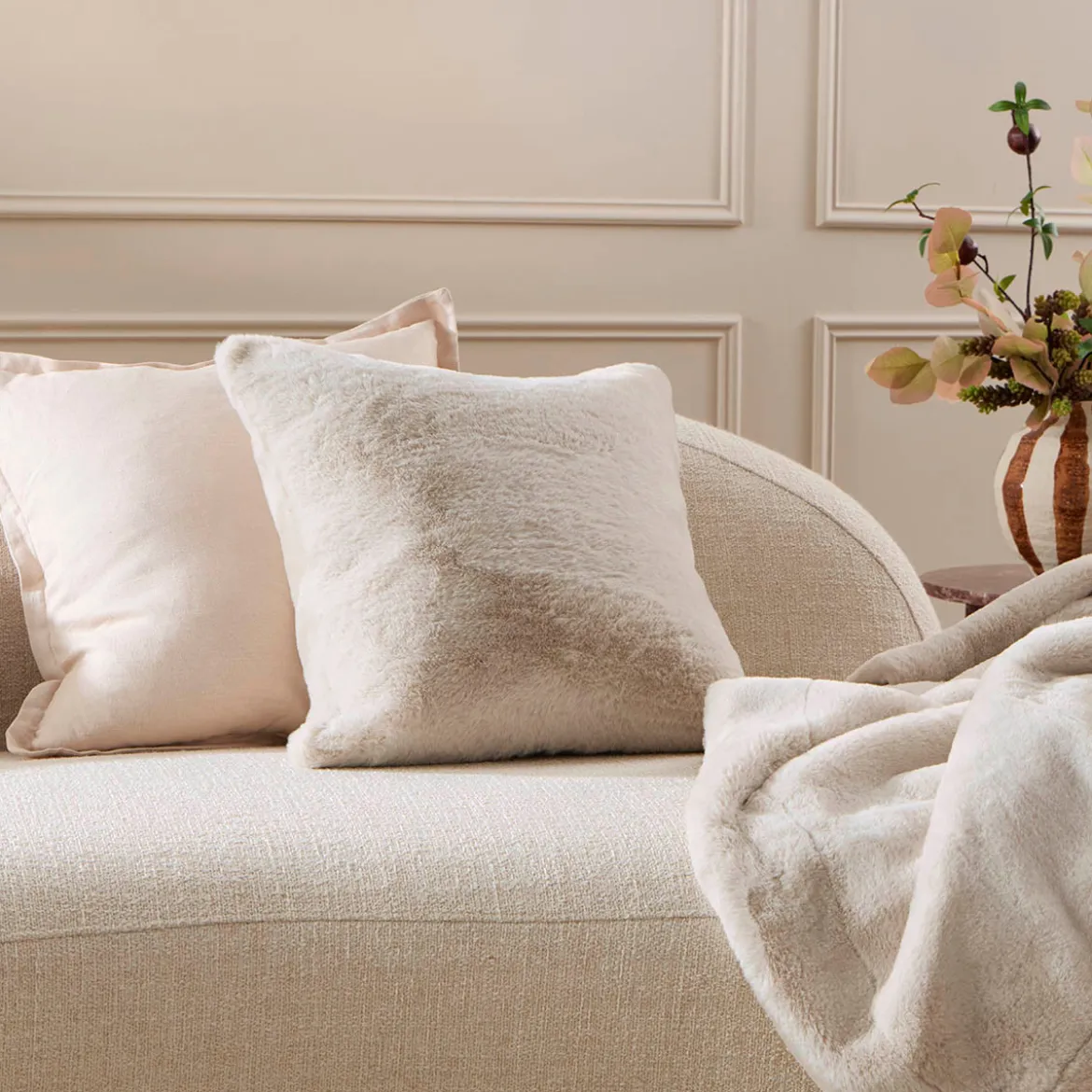 Nevada Faux Fur Square Cushion