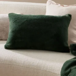 Nevada Green Faux Fur Oblong Cushion