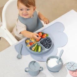 Nino Blueberry Blue Silicone Dinner Set