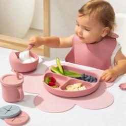 Nino Raspberry Pink Silicone Dinner Set
