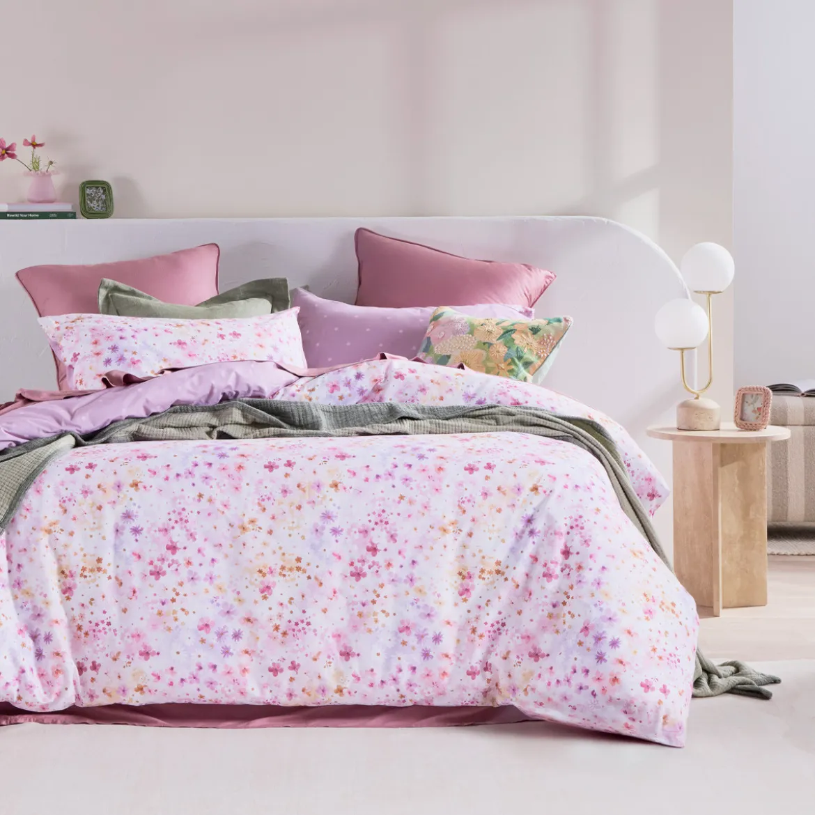 Ophelia Reversible Floral/Dot Quilt Cover Set