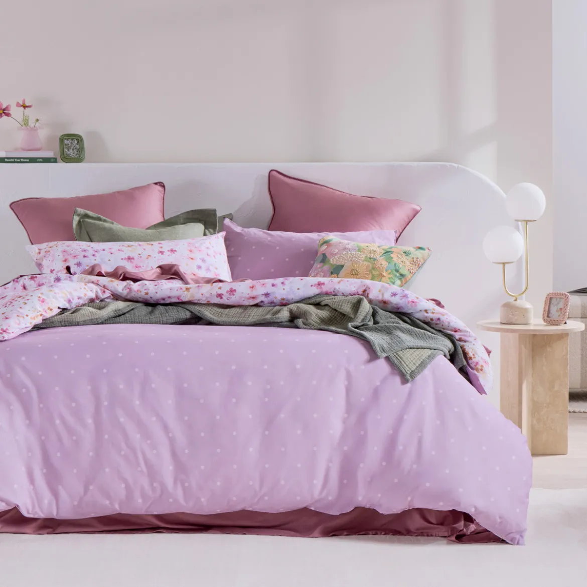 Ophelia Reversible Floral/Dot Quilt Cover Set