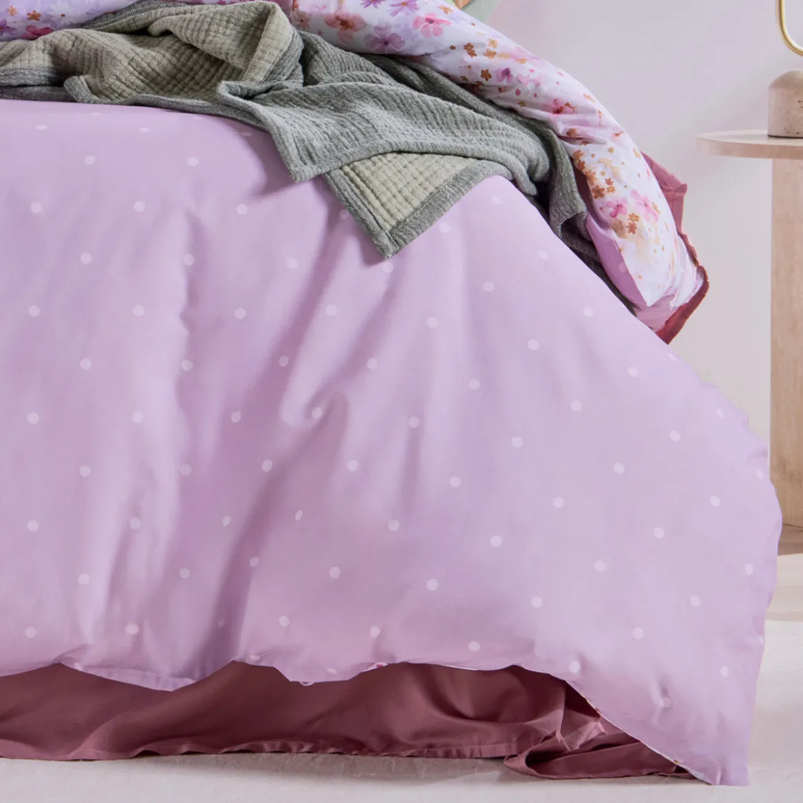 Ophelia Reversible Floral/Dot Quilt Cover Set