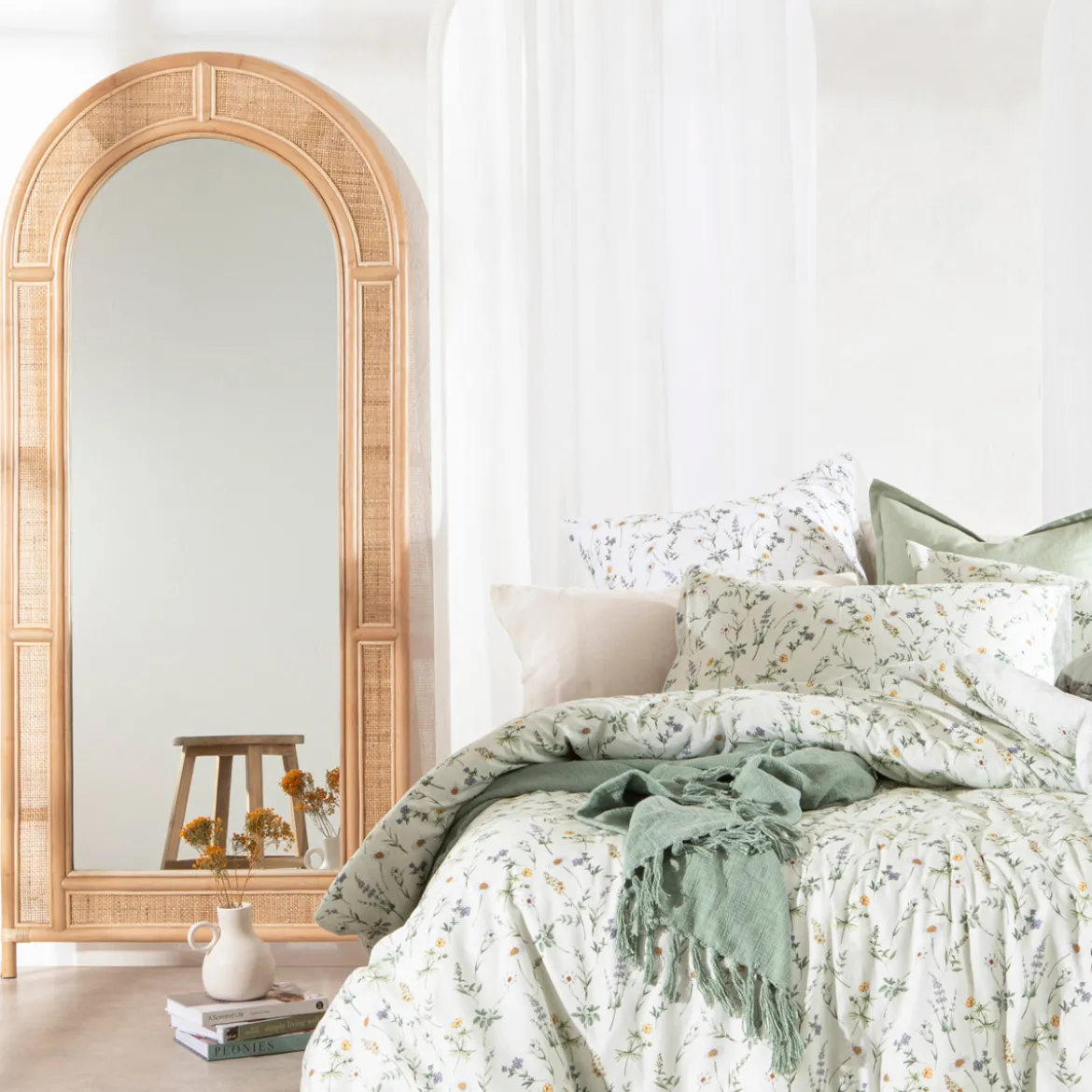 Otto Rattan Arch Floor Mirror