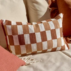 Pascale Check Embroidered Cushion