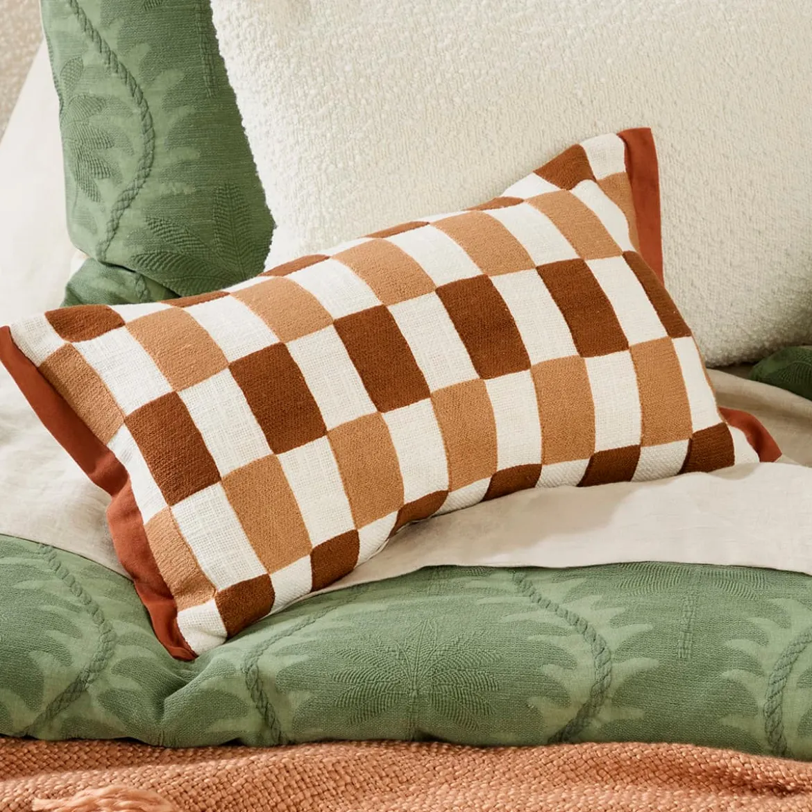 Pascale Check Embroidered Cushion