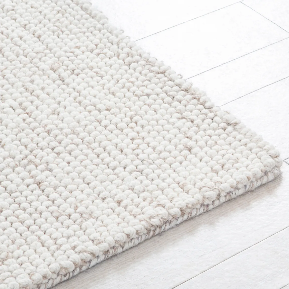 Pebbles Beige Medium Wool Floor Rug