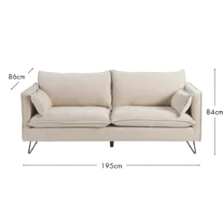 Picolly Natural 3 Seater Sofa