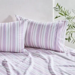 Pink Stripe Cotton Flannelette Sheet Set