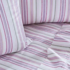 Pink Stripe Cotton Flannelette Sheet Set
