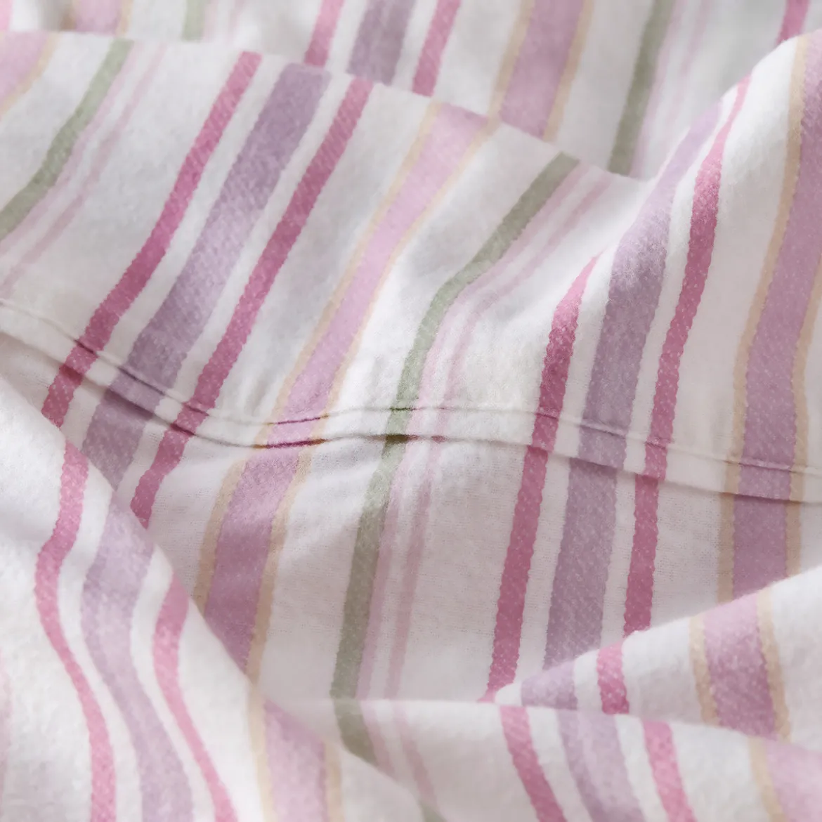 Pink Stripe Cotton Flannelette Sheet Set