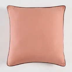 Piped Washed Linen Look Tan European Pillowcase