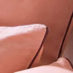 Piped Washed Linen Look Tan Quilt Cover Set