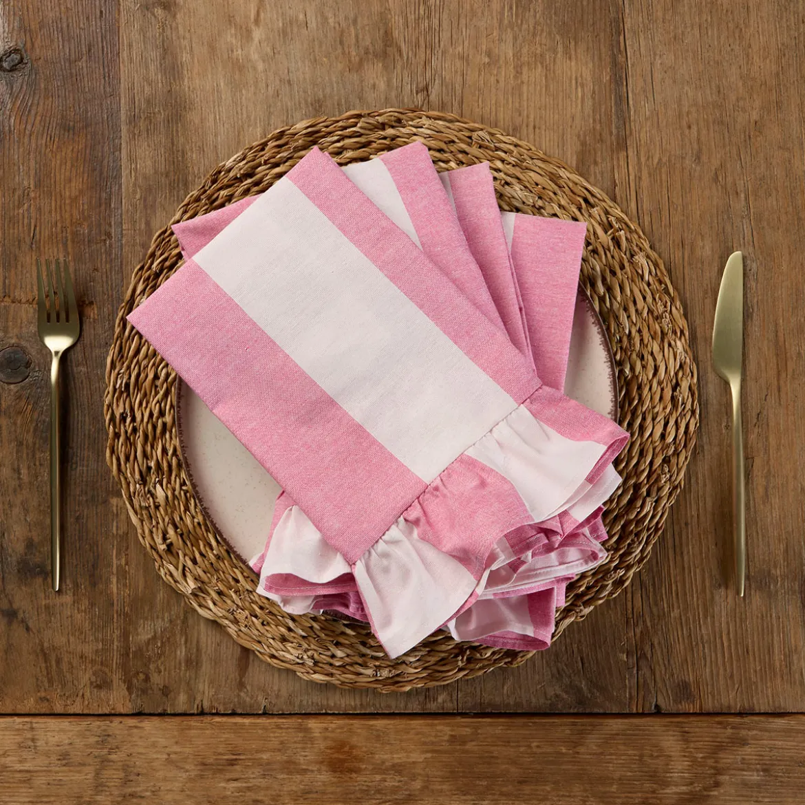 Piper Stripe Ruffle Napkin 4 Pack