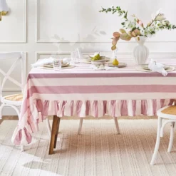 Piper Stripe Ruffle Table Cloth