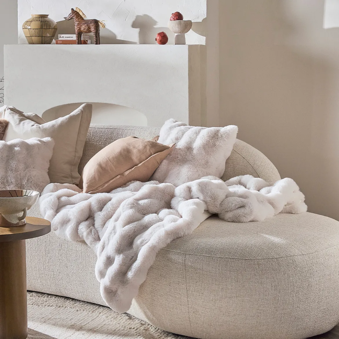 Prague Faux Fur Square Cushion