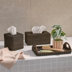 Rattan Black Wash Tissue Box Cover Range