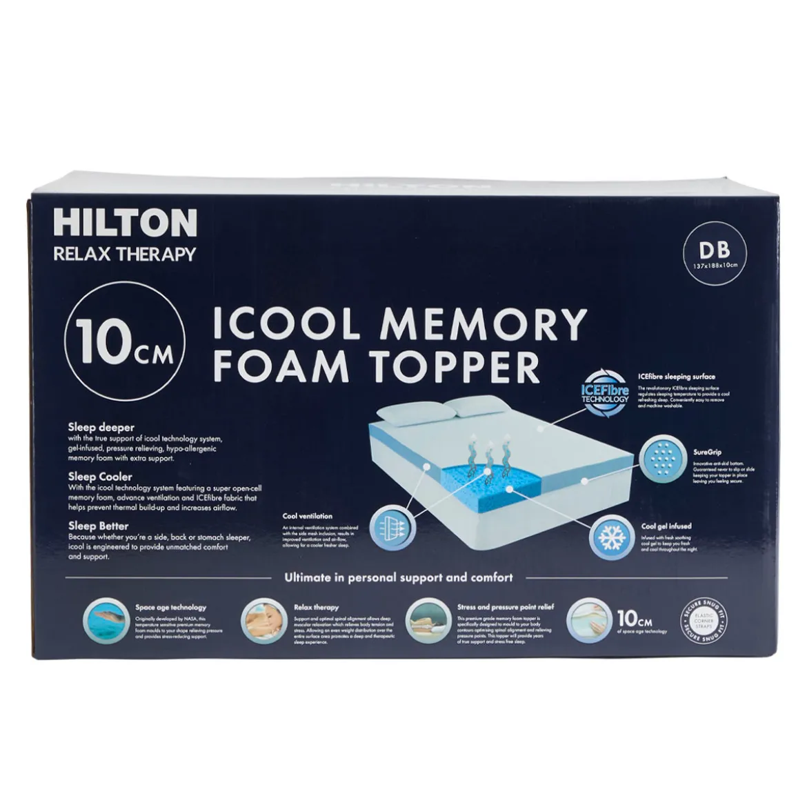 Relax Therapy 10cm Memory Foam Mattress Topper