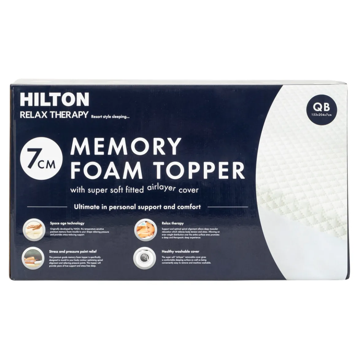 Relax Therapy 7cm Memory Foam Mattress Topper