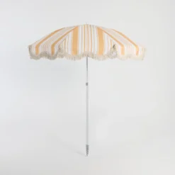 Rhodes Stripe Scalloped Fringed Beach Umbrella