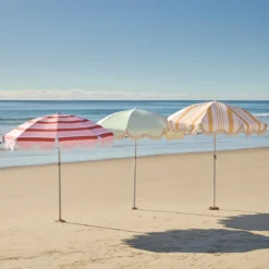 Rhodes Stripe Scalloped Fringed Beach Umbrella