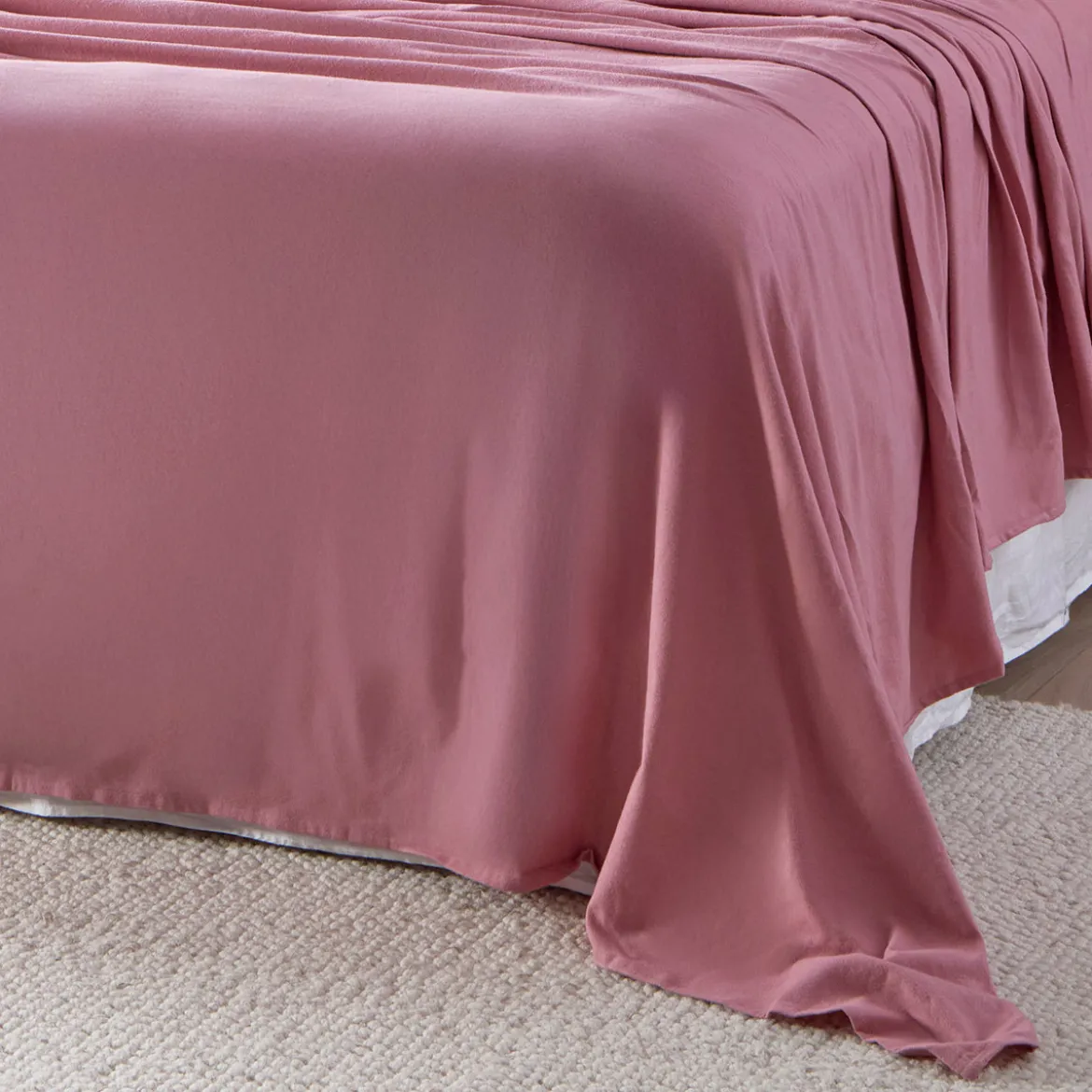 Rose Pink Cotton Flannelette Sheet Set