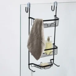 Rowan Black Over the Door Shower Caddy