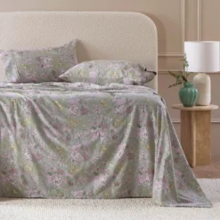 Sage Floral Cotton Flannelette Sheet Set