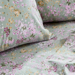 Sage Floral Cotton Flannelette Sheet Set