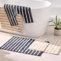 Seana Stripe Contour & Bath Mat Set