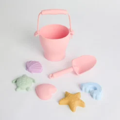 Silicone 7 piece Pink Beach Bucket Set