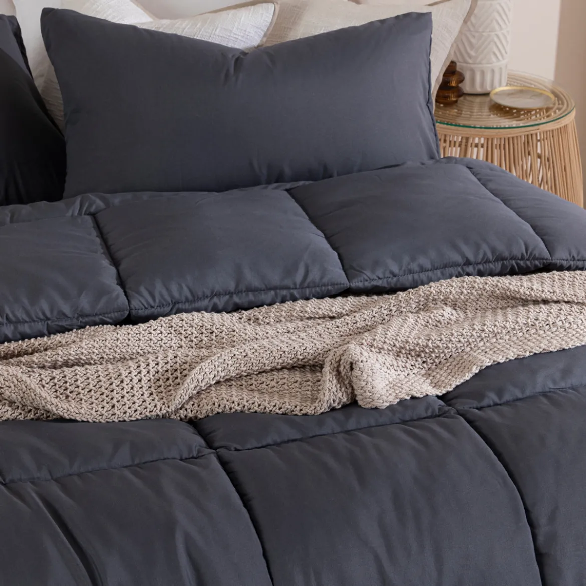 Snoozi Cube Charcoal Microfibre Comforter Set