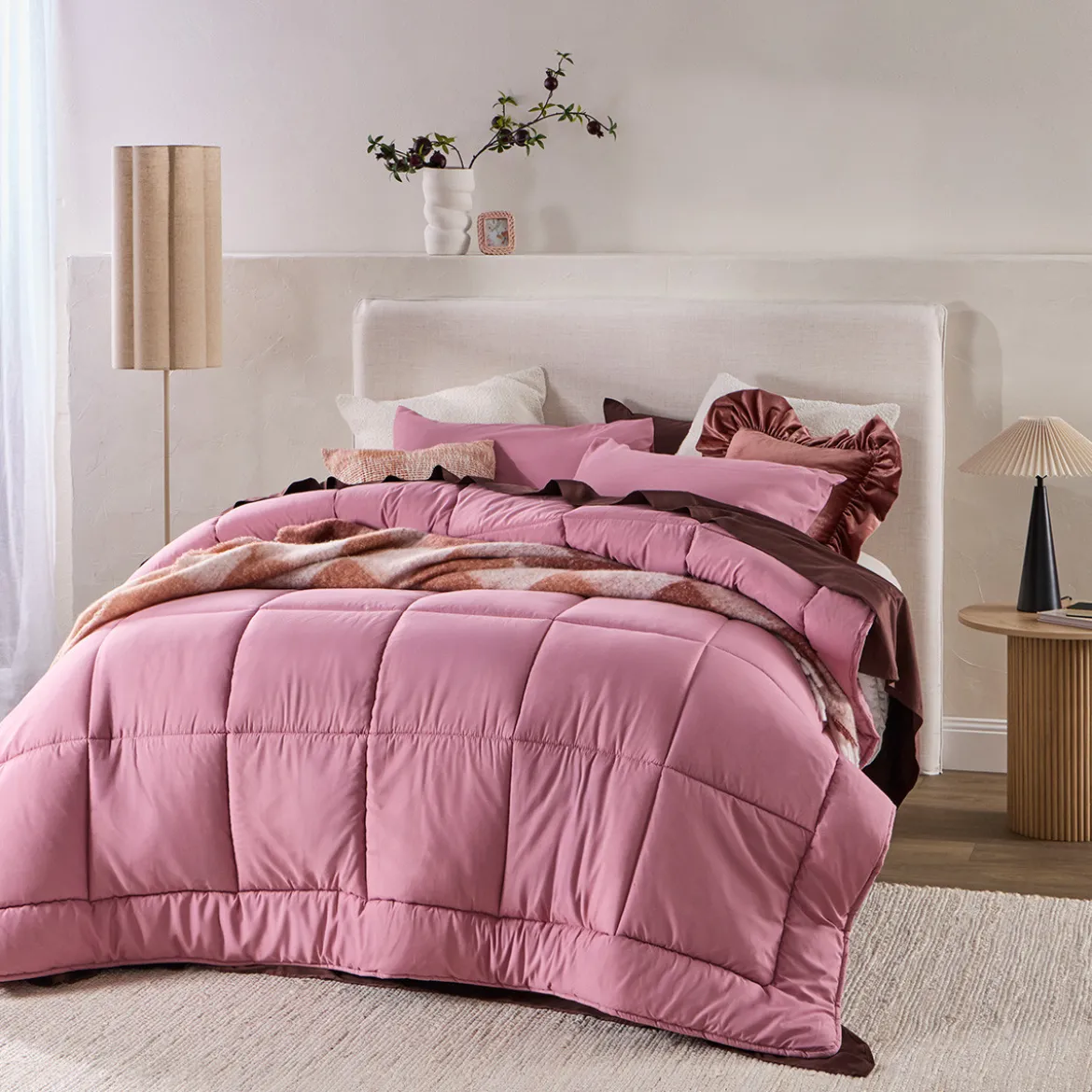 Snoozi Cube Dusty Pink Microfibre Comforter Set
