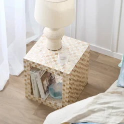 Soho Natural Capiz Check Side Table