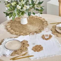 Sonora Natural Golden Round Jute Table Runner