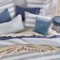 St Barts Light Blue Stripe European Pillowcase