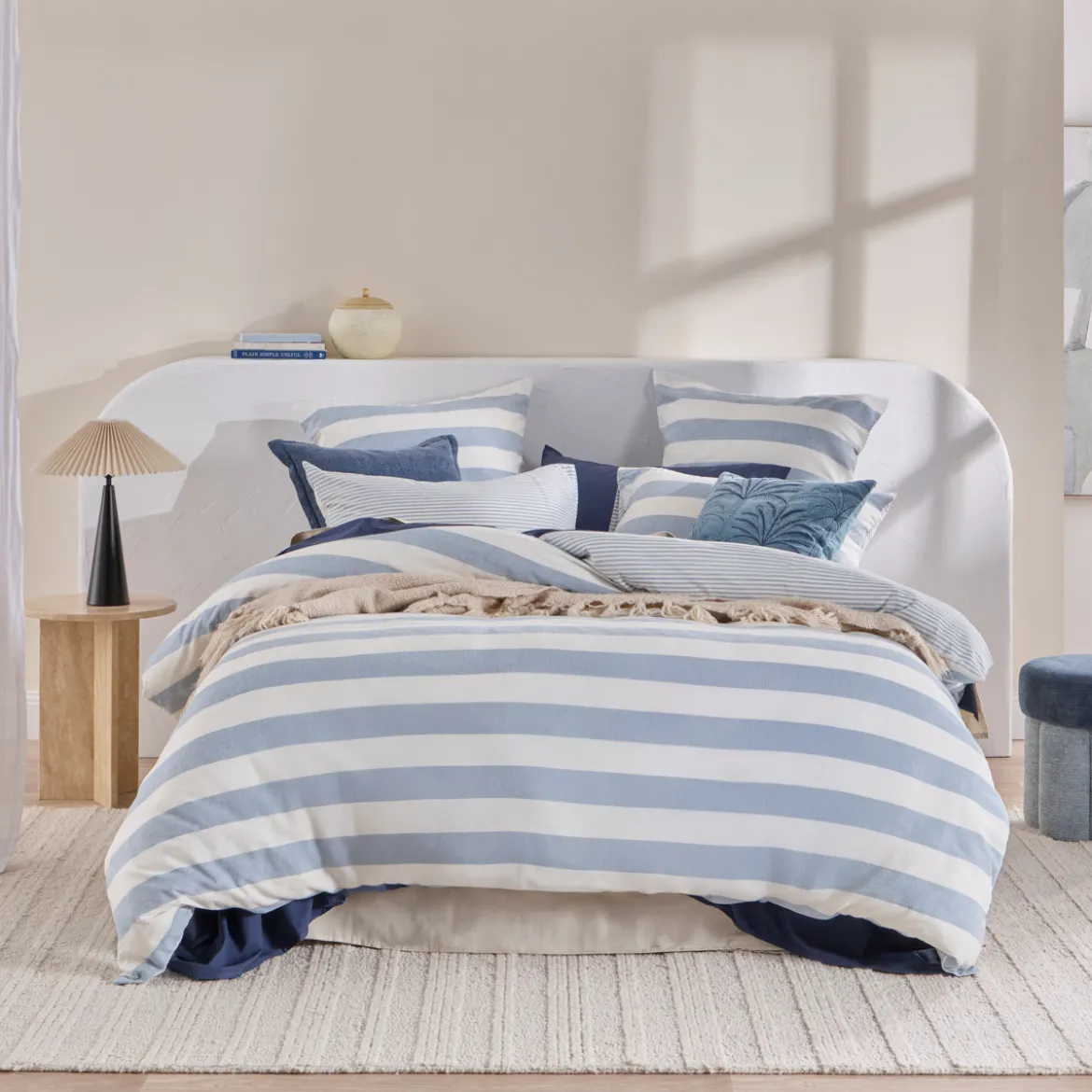 St Barts Light Blue Stripe Quilt Cover Set