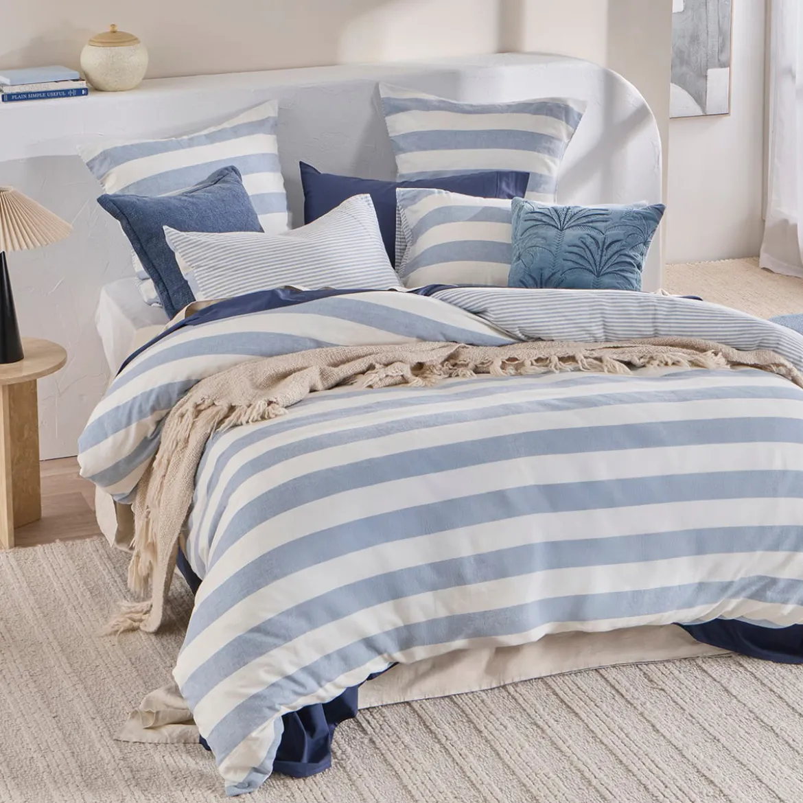 St Barts Light Blue Stripe Quilt Cover Set