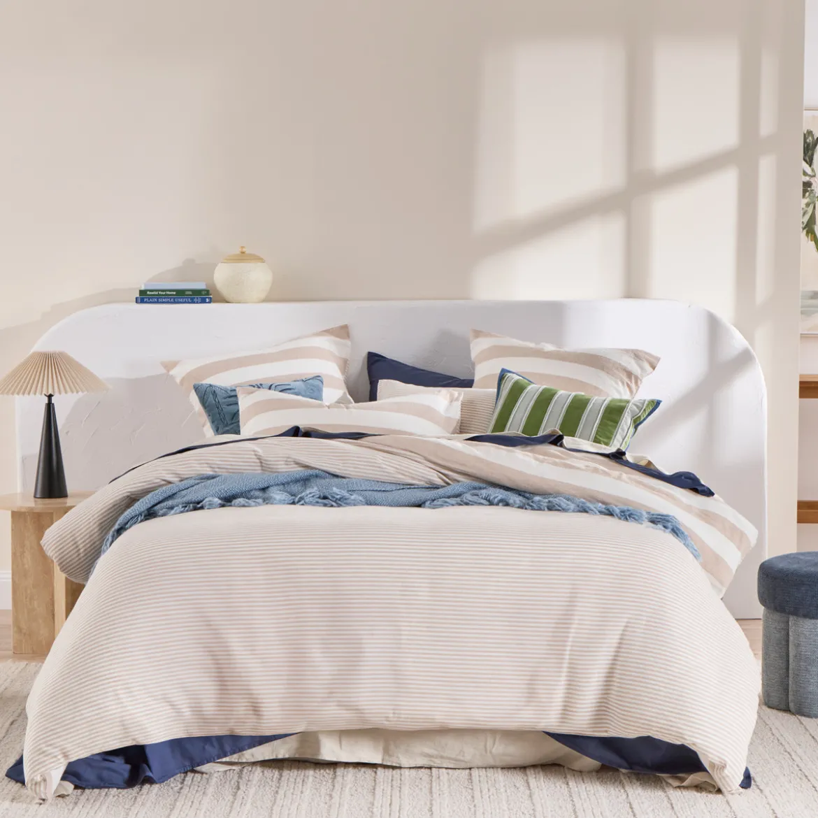 St Barts Natural Stripe Quilt Cover Set