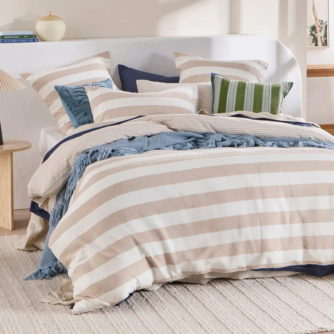 St Barts Natural Stripe Quilt Cover Set