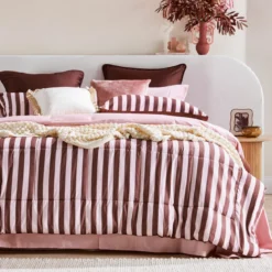 Suzi Chocolate Stripe Reverse Comforter Set